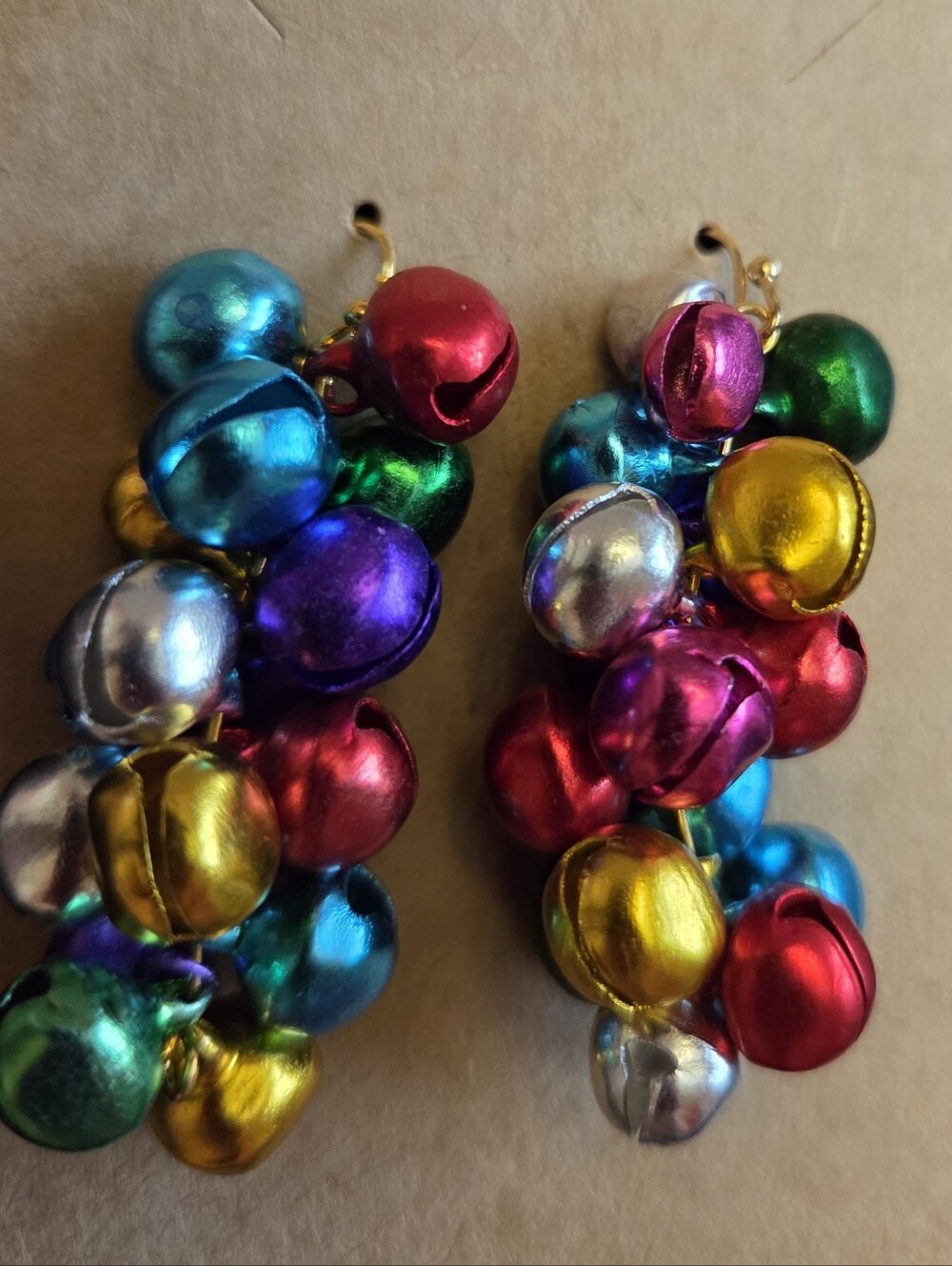 Colorful Multicolor Jingle Bell Cluster Earrings